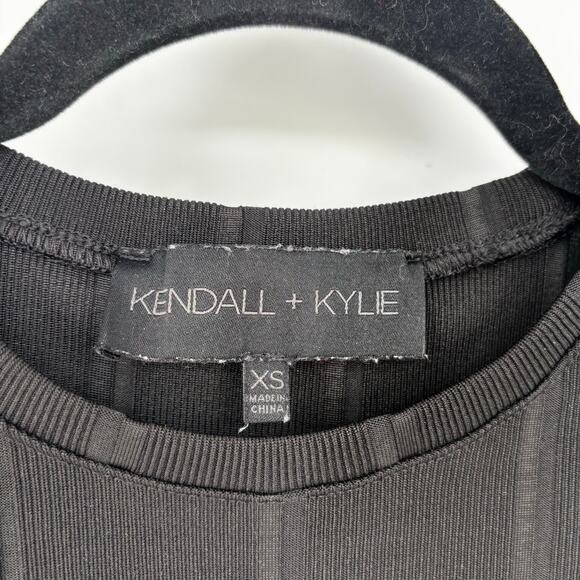 Kendall & Kylie Black Ribbed Bell Sleeve Bodycon Midi Dress Size XS - Picture 5 of 5